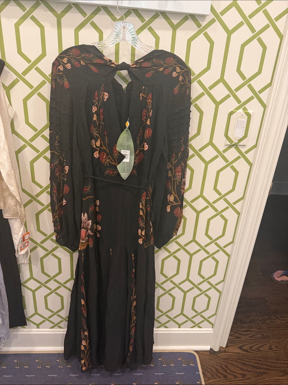 Farm Rio Garden Black Pleated Long Sleeve Maxi Dress…GORGEOUS! - Picture 2 of 4